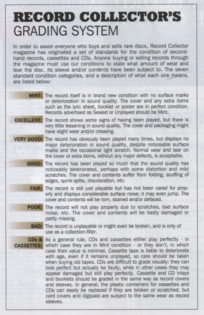 Record Collector's grading system The Jethro Tull Forum